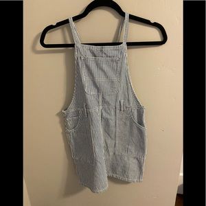 super cute overall pinstripe dress, blue and white